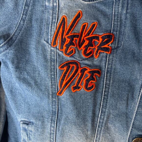 Black Pike LEGENDS NEVER DIE Juice Wrld Denim Coat Jean Jacket Size Large - Picture 3 of 10